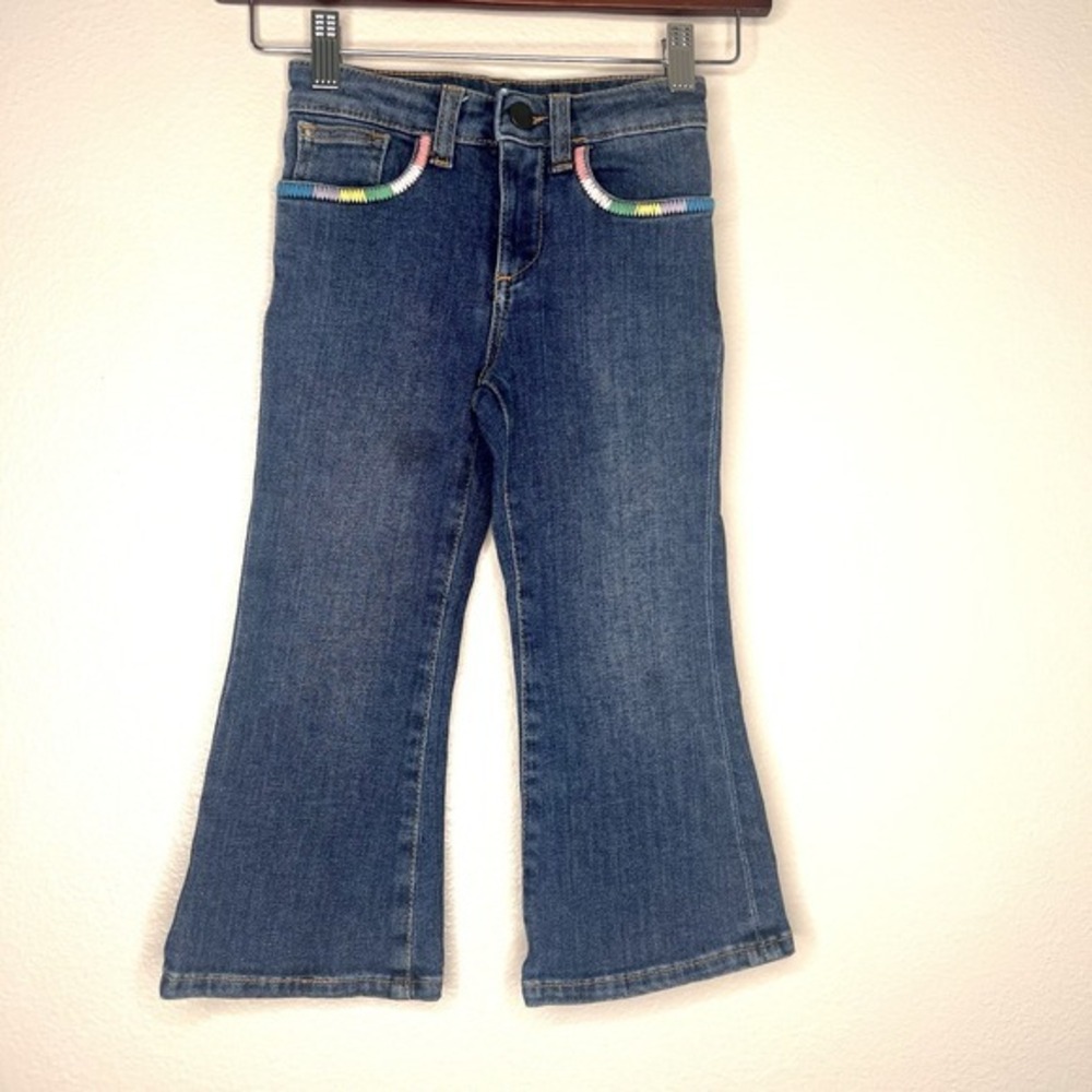 Palm Angels Kids Girls Denim Jeans Rainbow Pocket Flare‎ Size 4 Made in Italy